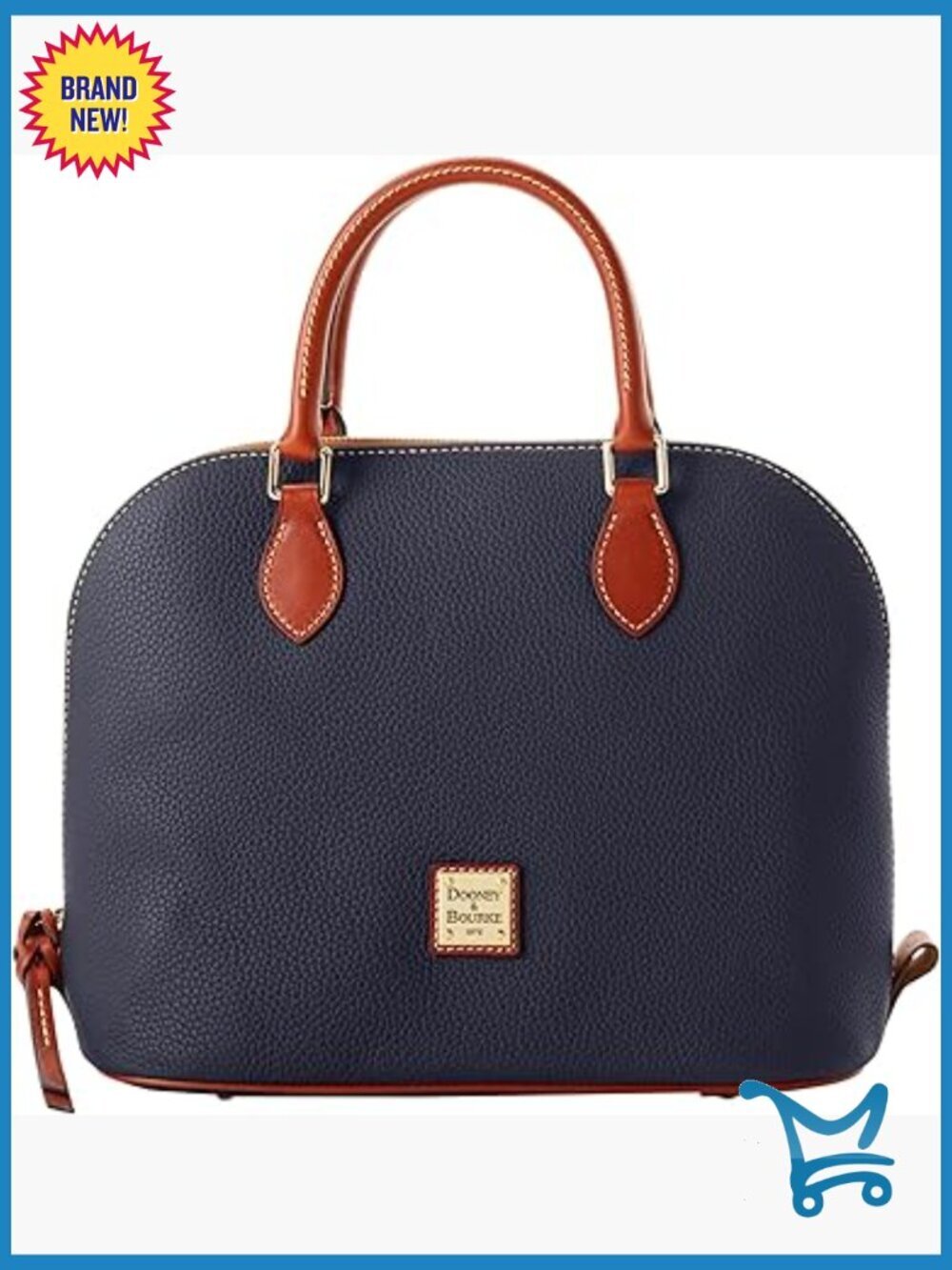 Large Pebble Grain Leather Satchel Handbag with Adjustable Detachable Strap